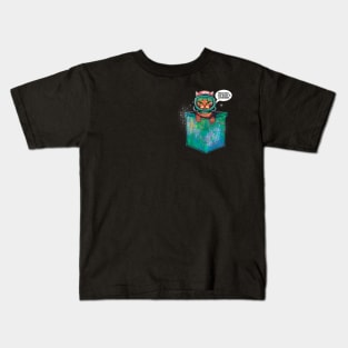 Houston we have a problem grumpy bengal space cat in pocket Kids T-Shirt